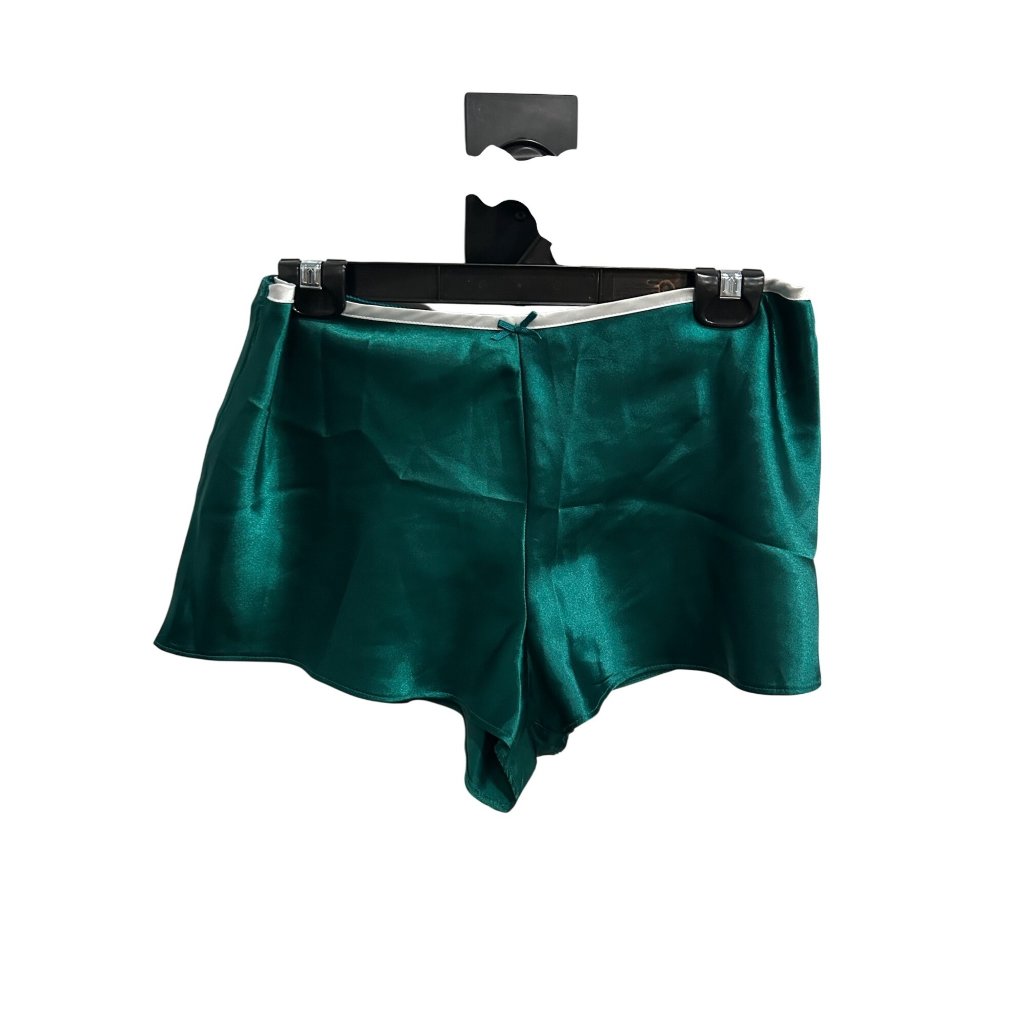 Emerald Green Soft Satin Elastic Waist Pajama Shorts Size Large Loungewearcozy